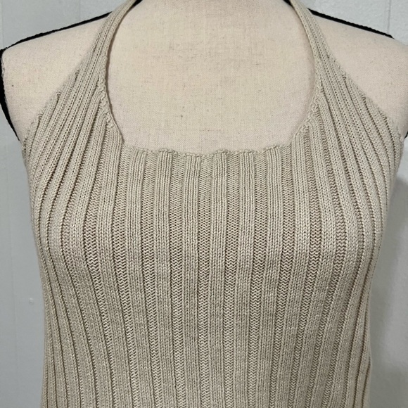 Tangents knitted casual backless ribbed knit camisole top tie around neck - Picture 6 of 12